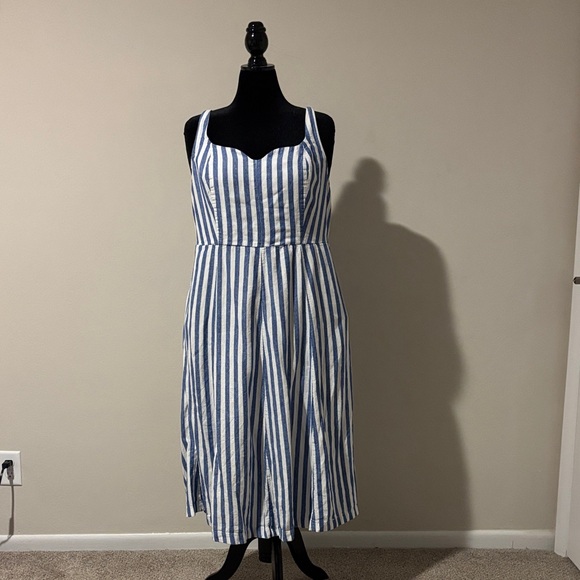 Old Navy Blue and White Striped Midi Dress - Picture 1 of 3